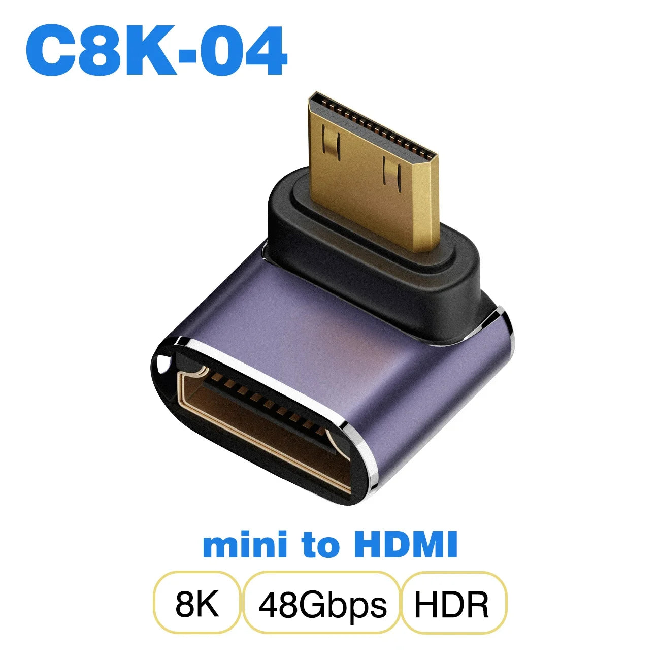 Convertisseur mini micro HDMI vers HDMI 2.1 — 48Gbps, 8K60Hz, 4K120Hz, projecteur, HDTV