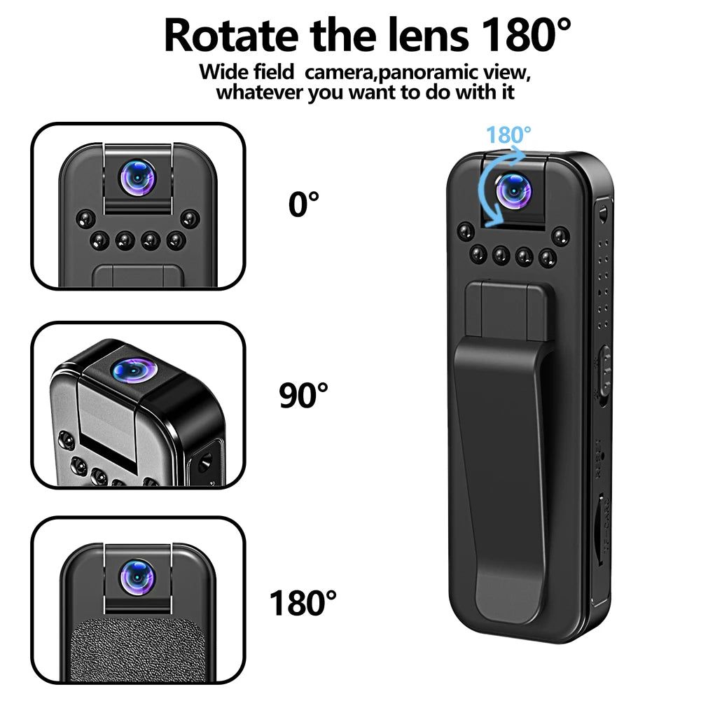 Mini 1080P HD Camcorder, Small Police Body, with Back Clip, Infrared Night Vision, Video Surveillance Camcorder