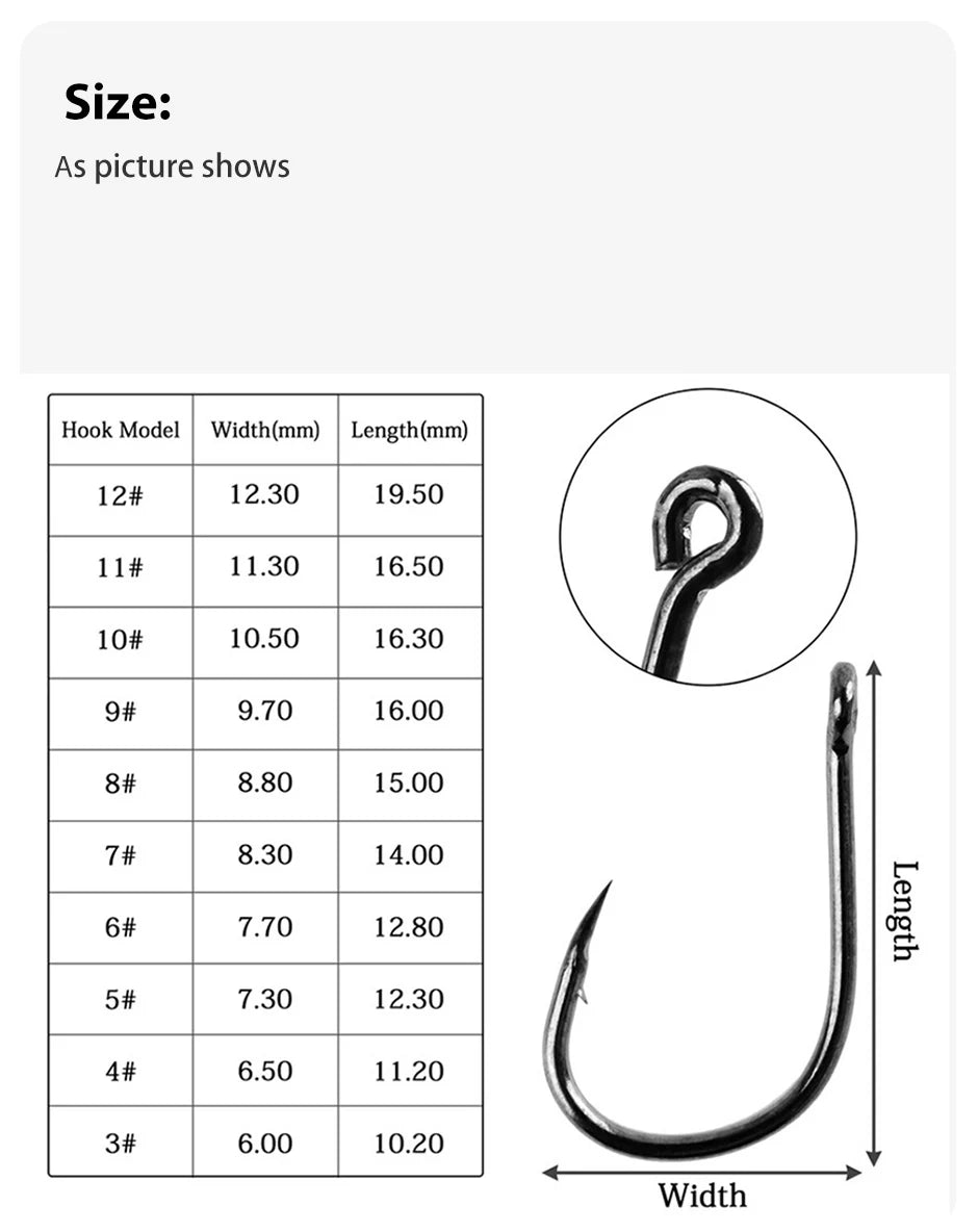 Ensemble d'Hameçons Pêche 100 Pièces — Acier Haute Teneur Carbone, Cercle Barbelé, Carpe, Mouche