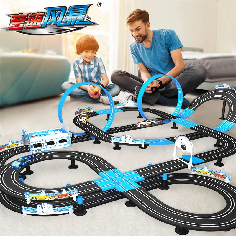 Sonic Storm – juego de juguete de tren eléctrico, mando a distancia doble, pista de carreras de coches, circuito de Autorama, juguete para niños y niños pequeños