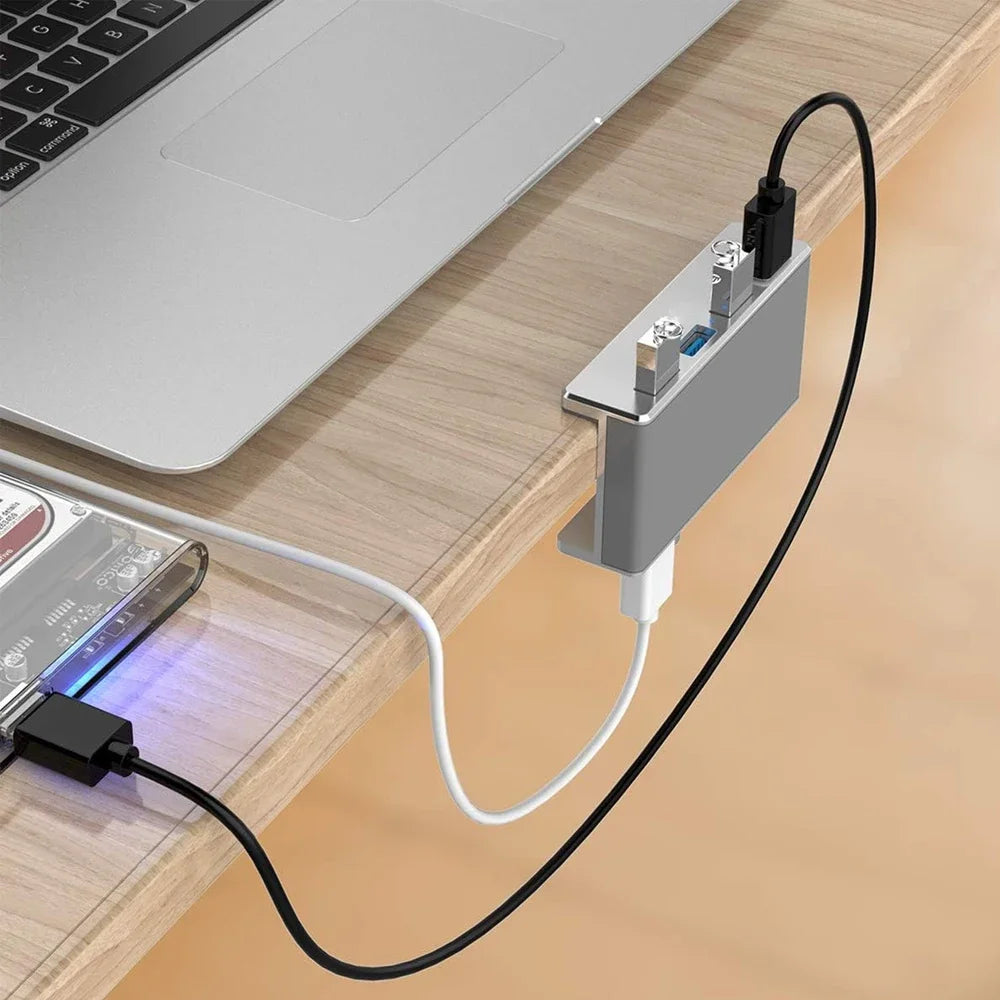 Abrazadera de concentrador USB de 10 Gbps, adaptador divisor USB3.2/3.0/2.0, estación de acoplamiento externa de múltiples clips para iMac Macbook Lenovo, accesorios para computadora de escritorio