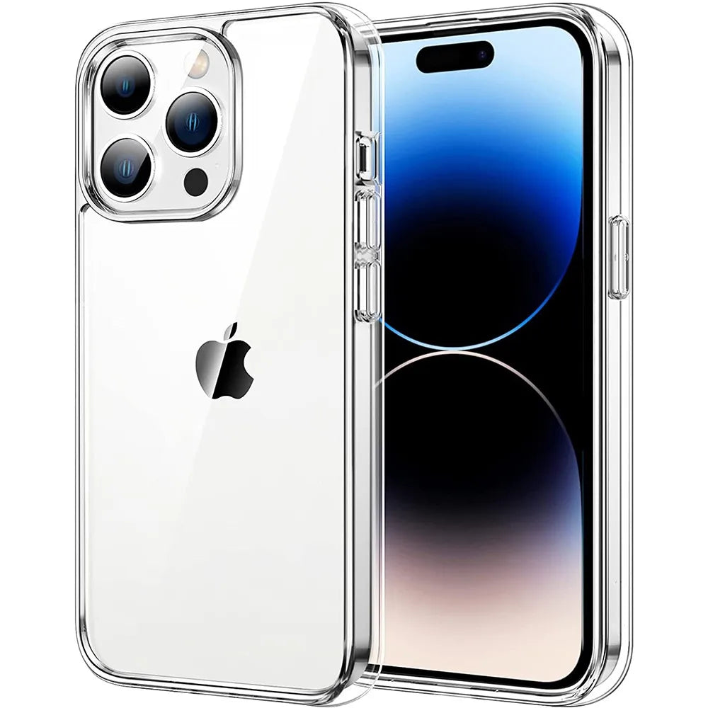 Funda transparente no amarillea para iPhone 16 15 14 Plus 13 Pro Max 16e 12 11 12Pro 14Pro 13Pro SE 2020, carcasa de teléfono