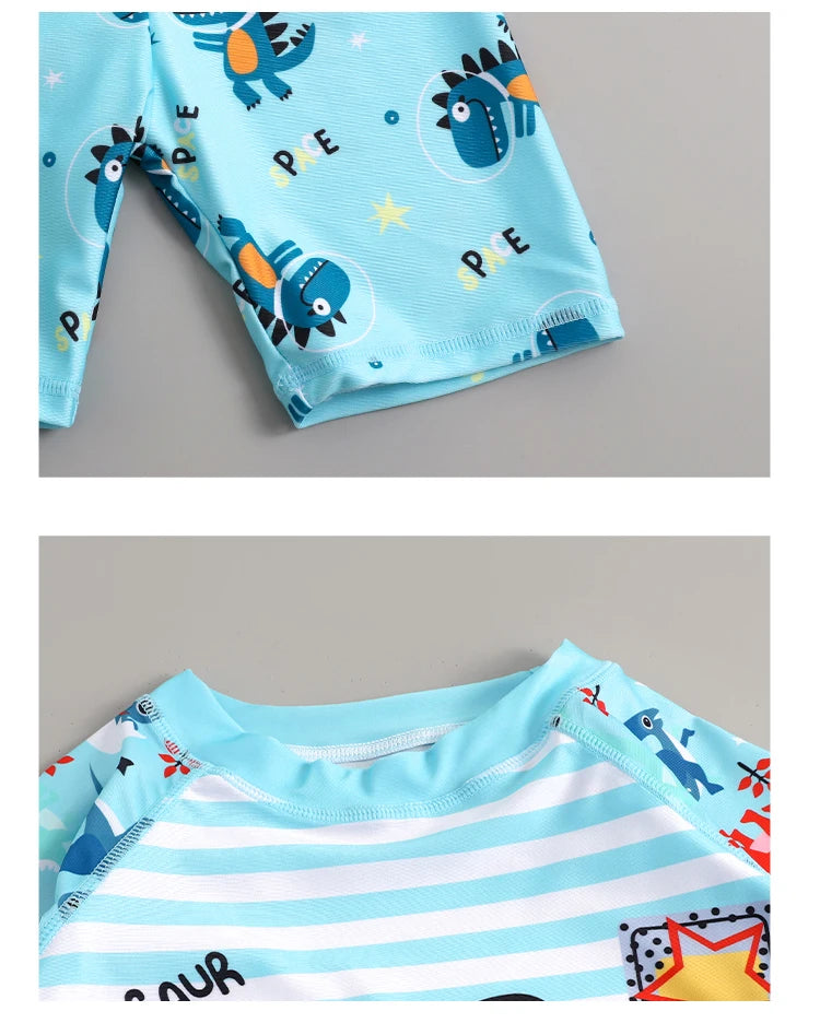 Garçons filles dessin animé mignon maillots de bain printemps été plage vêtements ensemble Protection solaire à manches longues maillots de bain enfants maillot de bain