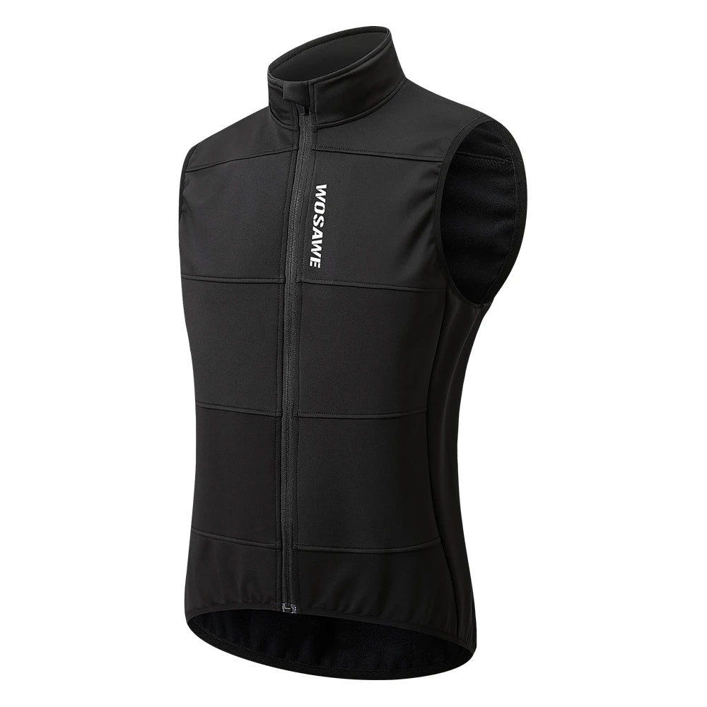 WOSAWE Chaleco térmico polar de invierno para hombre, chaqueta de ciclismo sin mangas, ropa de ciclismo para otoño, chaleco cálido sin bolsillos