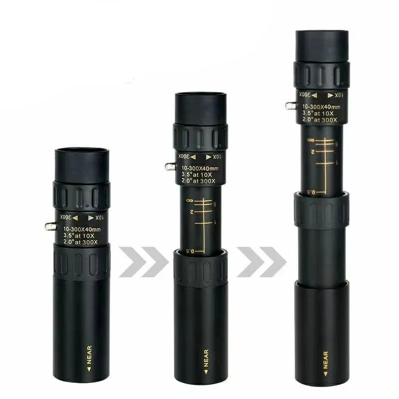Télescope Zoom 10-300x40 HD 4K, jumelles portables solides, monoculaires professionnelles longue portée, BAK4-Prisms pour la chasse et le Camping
