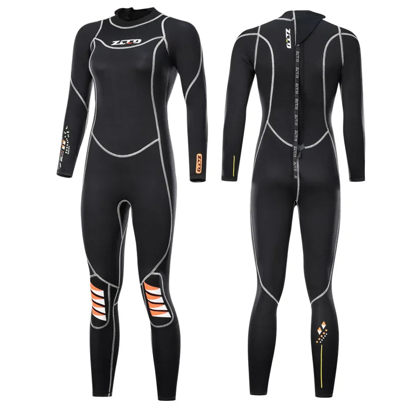 Combinaison de plongée en néoprène pour hommes, 3MM, manches longues, plongée en apnée, une pièce, Surf, pêche, maillots de bain thermiques