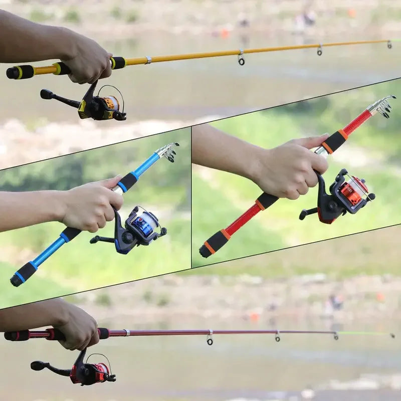 Kit Complet de Canne à Pêche avec Hameçons, Moulinet Spinning, Télescopique, Voyage, Nouveauté