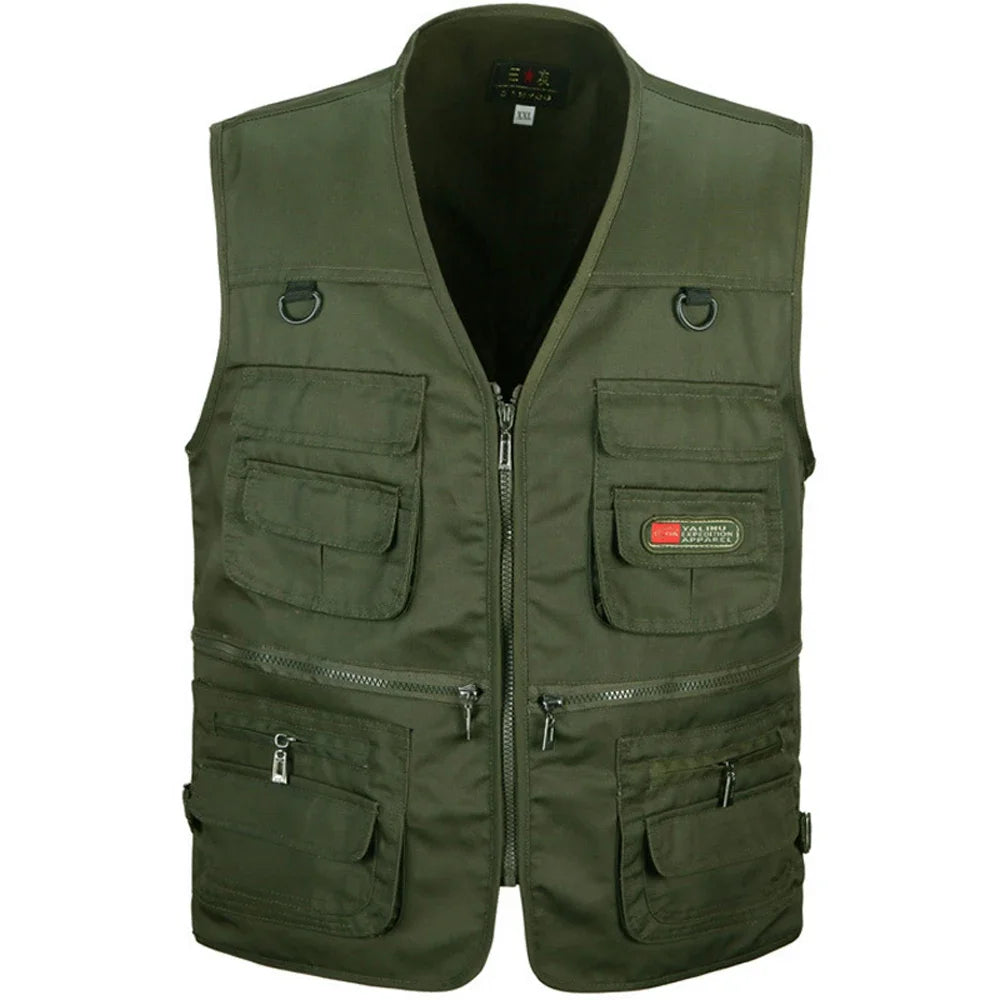 Gilet de randonnée en plein air pour hommes, multi-poches, respirant, pour la chasse et la pêche, veste de sport fine et Simple pour l'extérieur