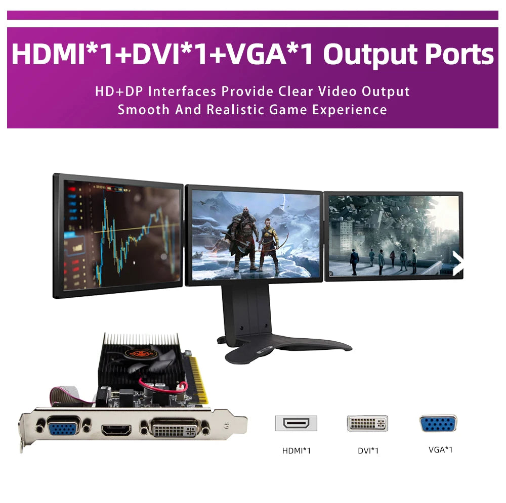 AIBOMAN GT610 1G/2G DDR3 carte vidéo NVIDIA GeForce carte graphique PCIE X16 2.0 HD DVI VGA 1800MHz 64Bit GPU cartes vidéo pour ordinateur