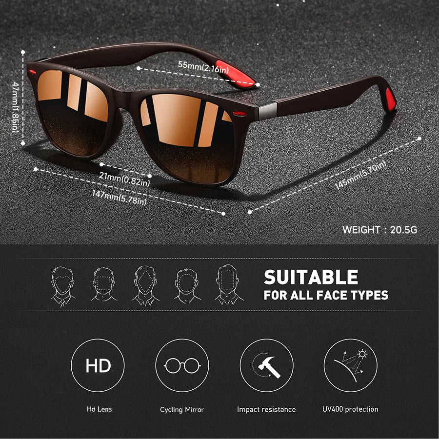 Lunettes de Soleil Rétro Monture Métal Carrée — Anti-Reflet UV400 Mode