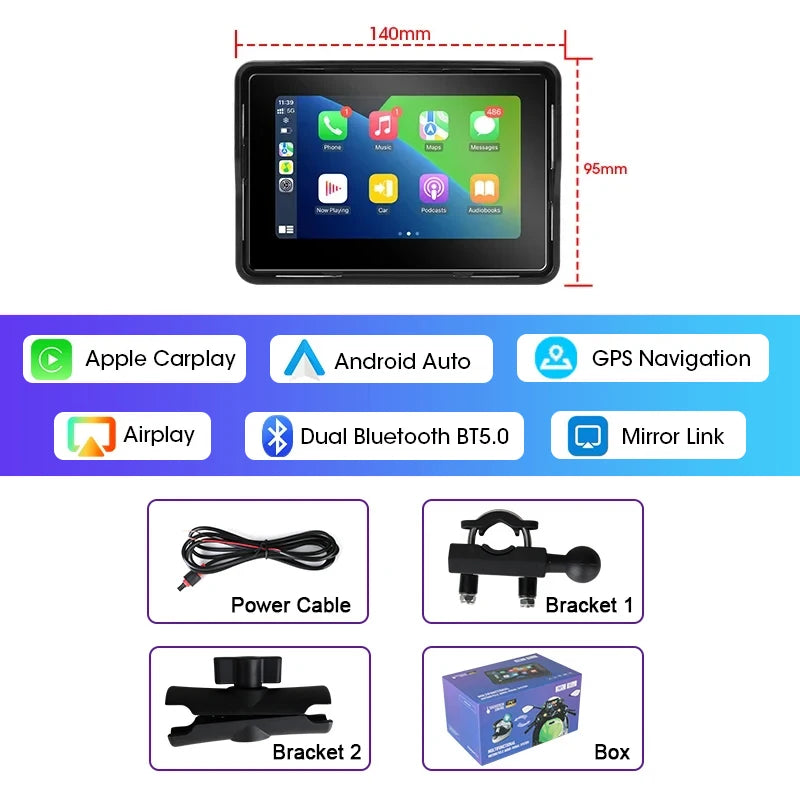 Jansite – 5/7-inch Wireless GPS Navigation Screen for Motorcycle, Carplay, Android Auto, IPX7, Portable Monitor for Motorcycle