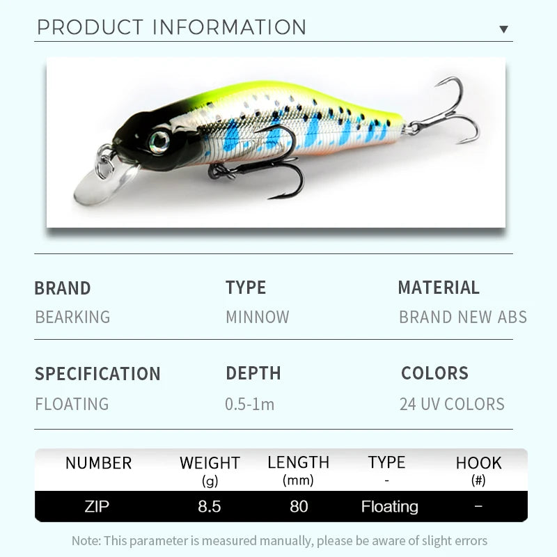 BEARKING 80mm 8.5g qualité professionnelle aimant poids leurres de pêche vairon manivelle modèle chaud appâts artificiels attirail