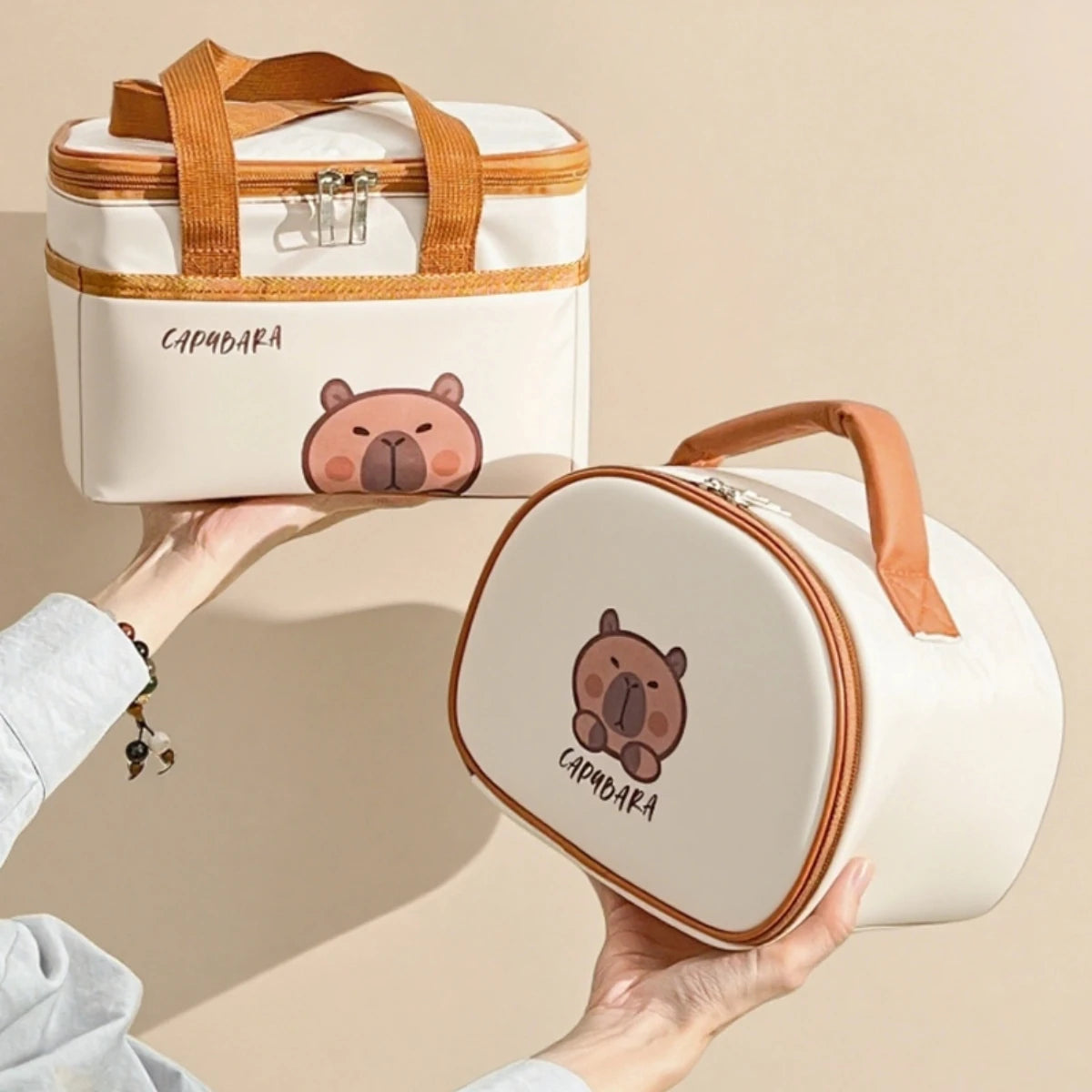 Sac à déjeuner isolé Capybara mignon pour étudiant enfant, sac thermique Portable de grande capacité étanche pour aliments, sac isotherme réutilisable pour pique-nique