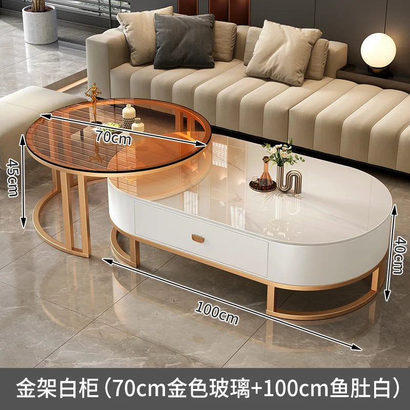 Luxury Extendable Round Modern Coffee Tables Minimalist Premium Design Book Furniture Mesa De Centro De Sala