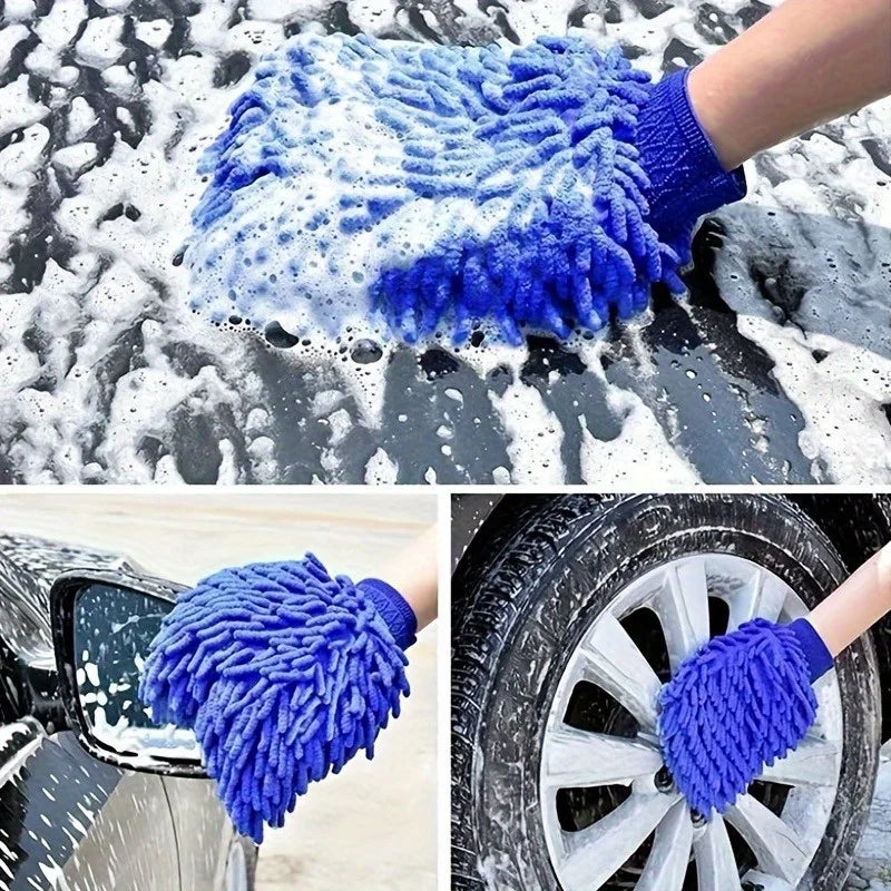 Guantes de lavado de coche de microfibra de chenilla, limpieza de arañazos, cuidado sin pelusa, manoplas suaves, plumero para vehículos de motor, accesorios para motor