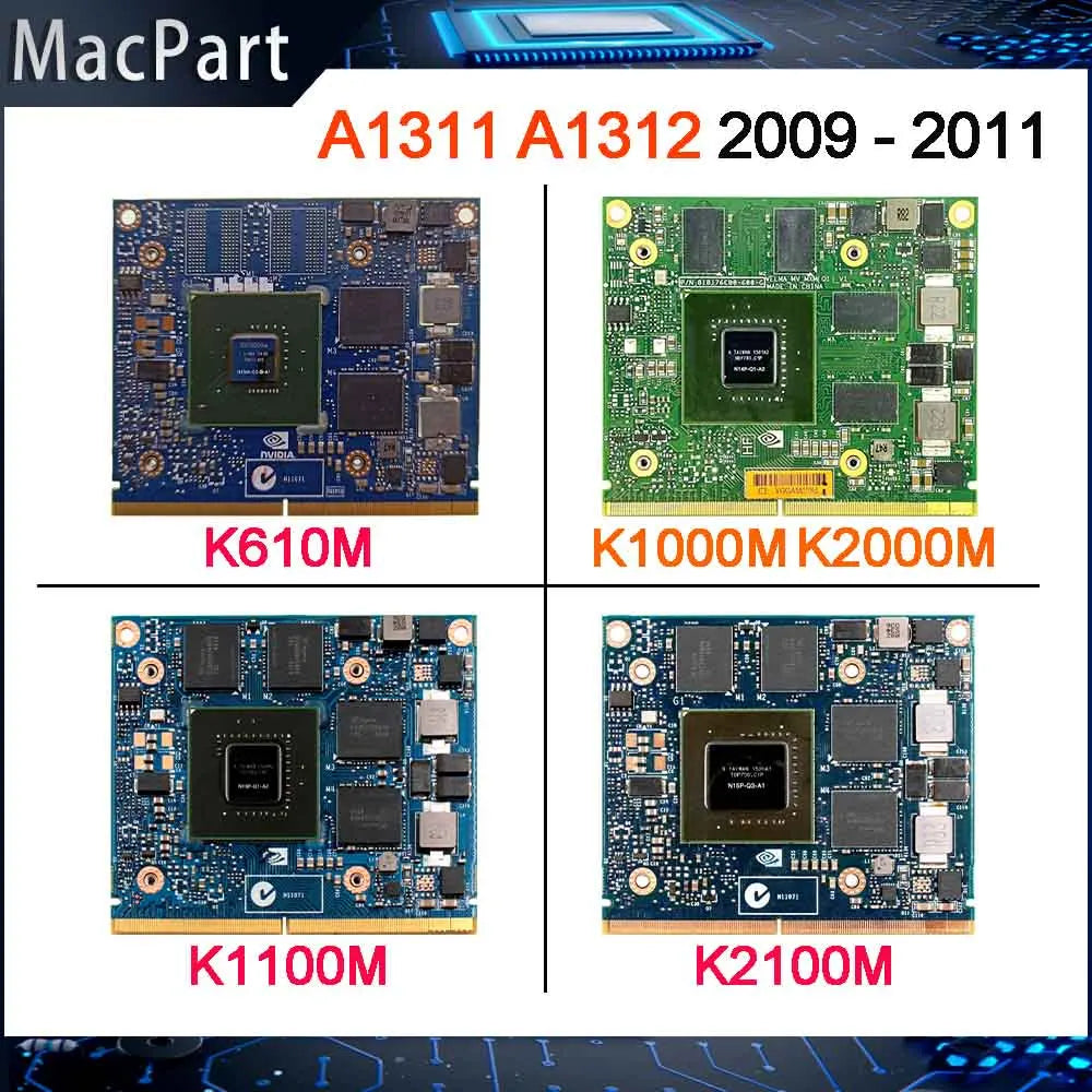 Carte vidéo Quadro K610M K1000M K1100M K2000M K2100M K3000M K3100M K4000M K4100M K5000M K5100M pour iMac A1311 A1312 2010 2011