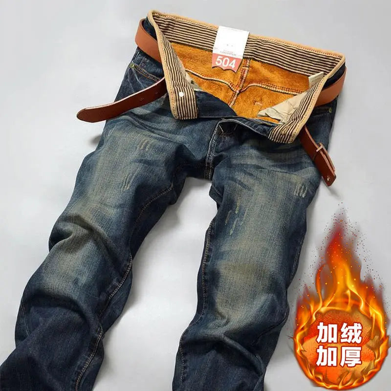Otoño invierno Vintage Casual Loose Jeans Hombre Tendencia Moda Agujero Todo-fósforo Pantalones de mezclilla rectos Pantalones masculinos Ropa de hombre