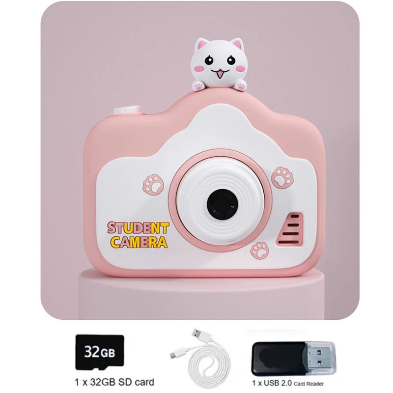 Cámara para niños súper linda, juguete educativo para niños, cámara digital de cumpleaños para bebés, cámara de video 1080P con regalo gratis para niña