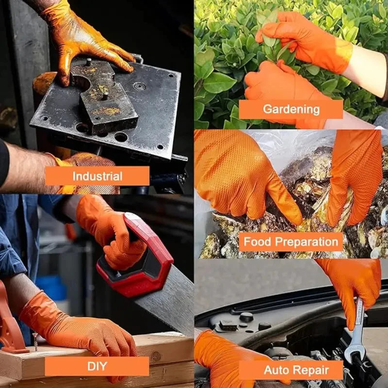 8mil Thick Nitrile Gloves, 30/50 Pieces, Industrial Disposable Gloves with Diamond Texture, Latex-Free, Heavy-Duty Mechanic Gloves for Automotive
