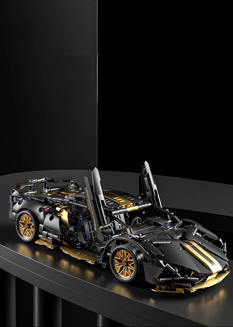 Blocs de construction de course de supercar noir, technologie 1:14, voiture en brique assemblée, jouet, cadeau d'anniversaire pour garçons