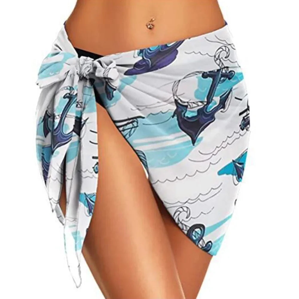 Jupe courte en mousseline de soie pour femmes, Industries ong, cover-ups pour les maillots de bain, bikini de plage, rond, transparent, écharpe, été