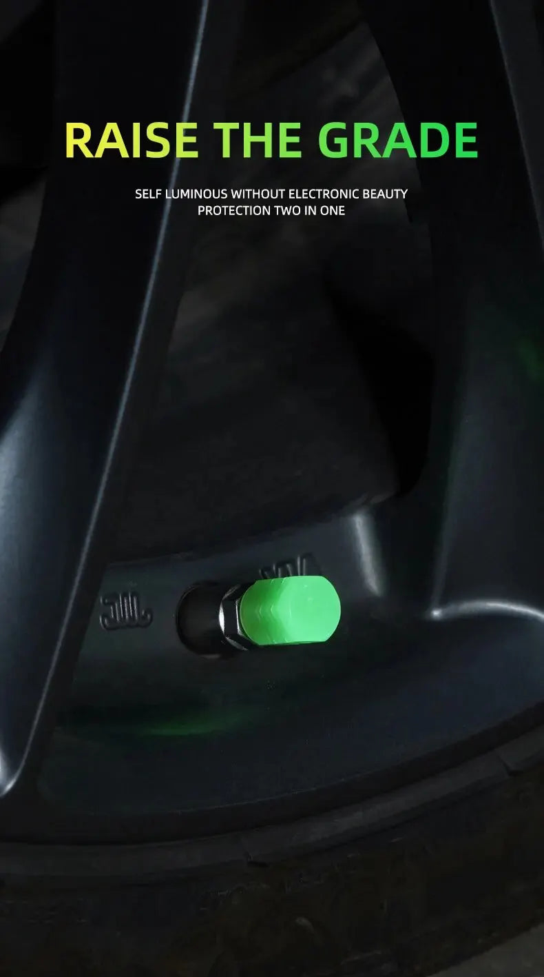 8 pièces Valve lumineuse moto vélo vélo voiture roue pneu moyeu capuchon Fluorescent nuit brillant lumineux Valve tige bouchons décor