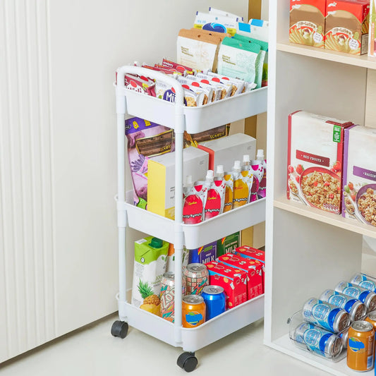 Carro utilitario rodante de plástico con asa, carro de almacenamiento para oficina, sala de estar, cocina, evaluación de almacenamiento móvil con rueda