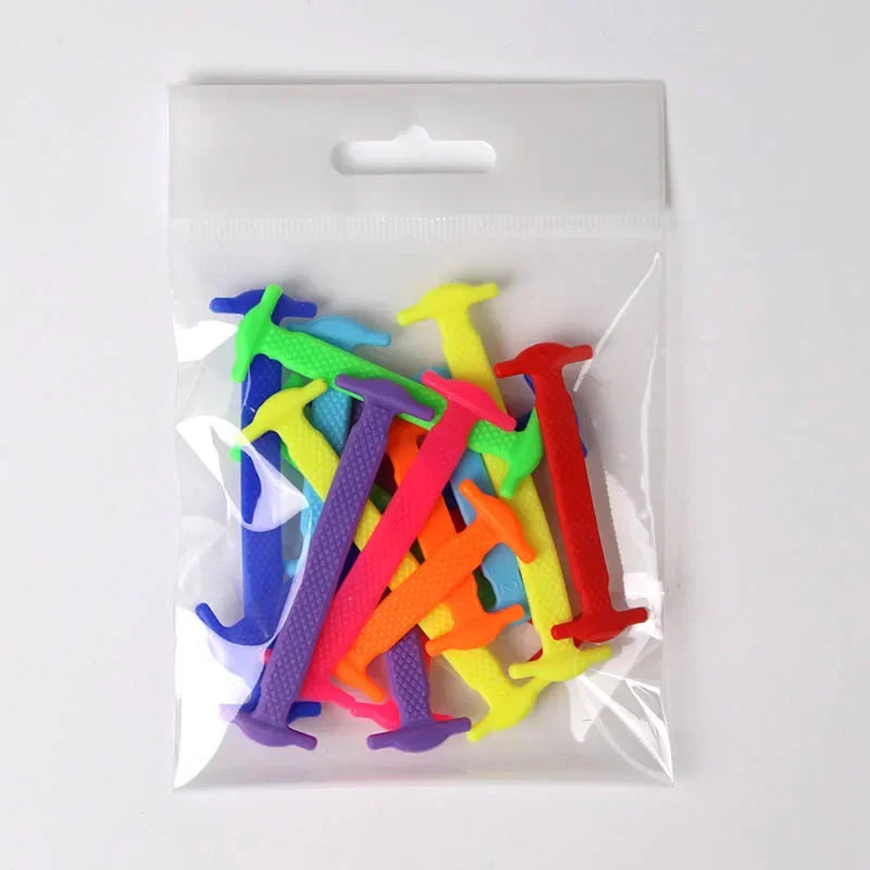 16pcs Lazy Lace Silicone Quick Elastic Lace Women Men No Tie Kids Adults Sneakers Lacing Lace Buckle Shoes Accessories