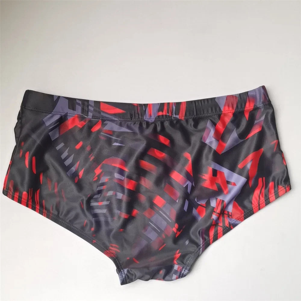 Hommes maillots de bain brésilien coupe traditionnelle maillots de bain bain Bikini Surf Boxer slips conseil Shorts troncs noir et rouge Sunga