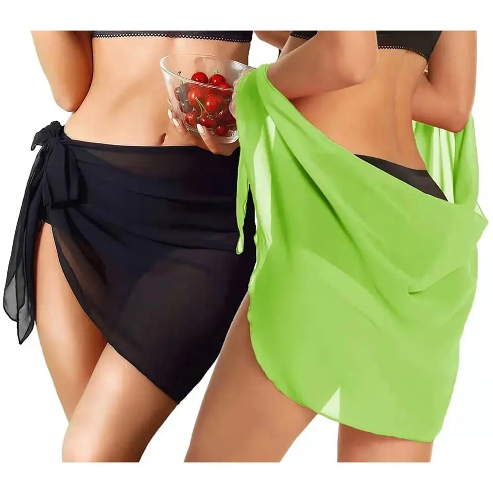 Jupe courte en mousseline de soie pour femmes, Industries ong, cover-ups pour les maillots de bain, bikini de plage, rond, transparent, écharpe, été