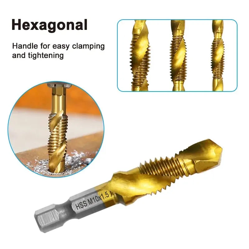 Ensemble d'outils de perçage et de chanfrein en acier à grande vitesse, machine intégrée, taraud composite, plaqué titane 4341, 6 pièces