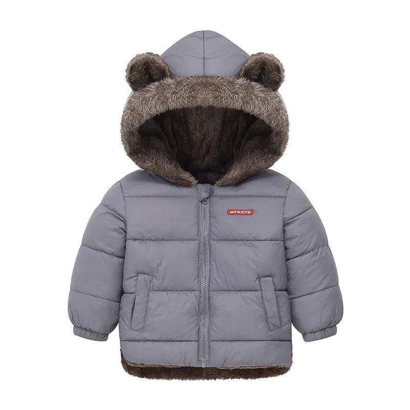 Baby Boys Girls Hooded Jacket Cotton Outerwear Thick Fleece Coat for Kids Winter Cashmere Padded Jackets Boys Girls Warm Coats