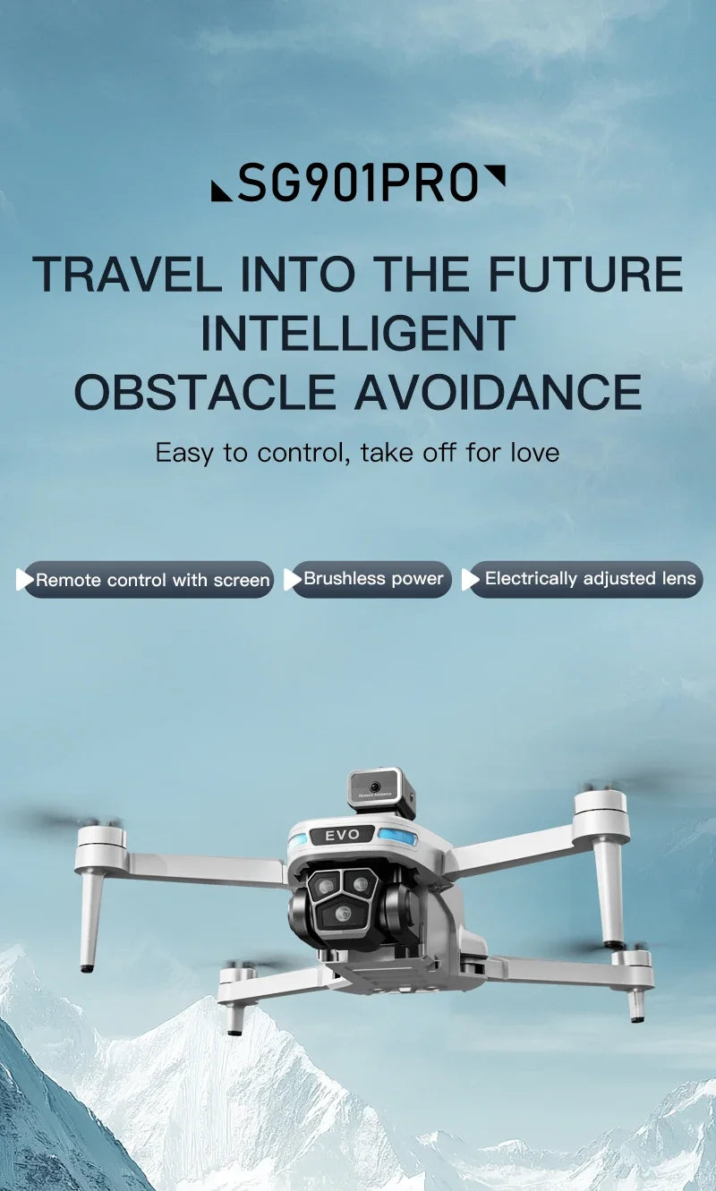 Dron profesional Lenovo SG901 MAX GPS 8K aéreo HD con evasión de obstáculos, control remoto de pantalla grande, dron plegable sin escobillas