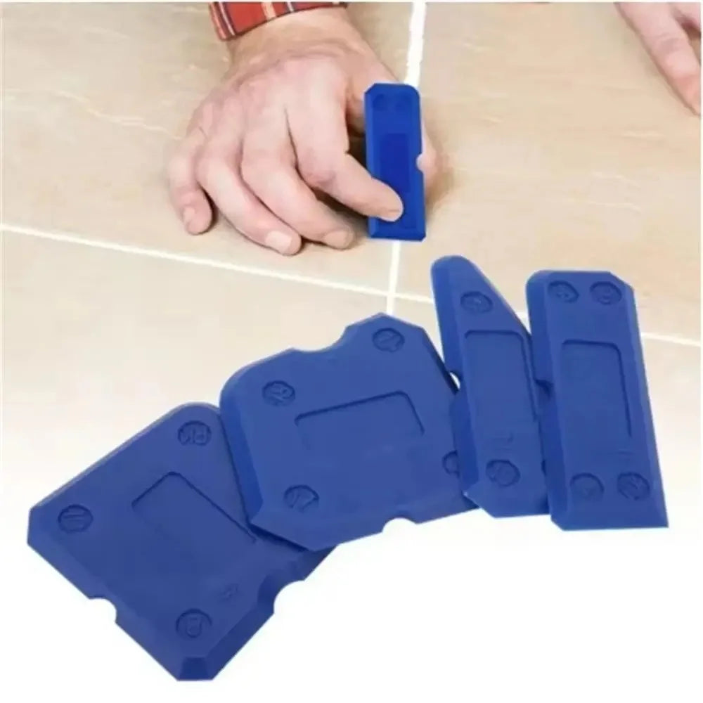 4 Pieces Glass Cement Scraper and Silicone Caulking Tools for Home, Hand Spatula for Home Cleaning, Finishing Tool, Grout Filler, Sealant Spreader