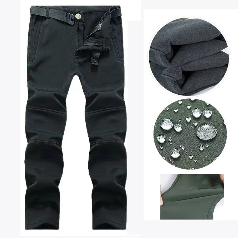 Chaqueta polar SoftShell para hombre, cortavientos con capucha para pesca, senderismo, camping, escalada, esquí, pantalones cálidos para otoño e invierno