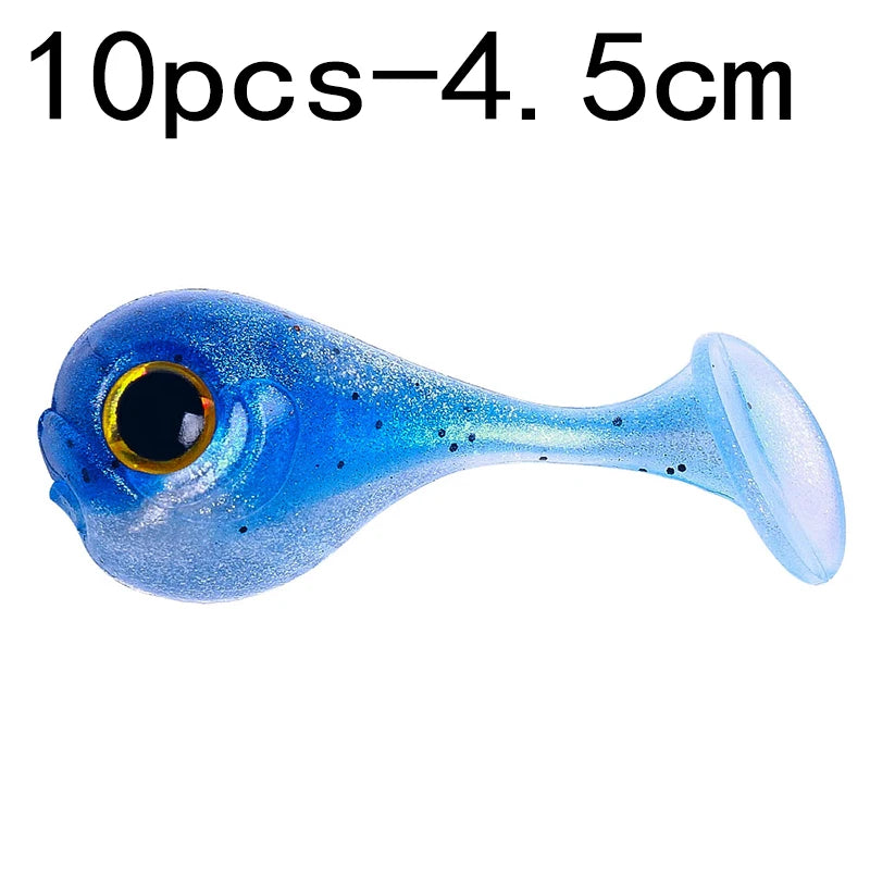 Hengjia 10-50pcs/lot 4.5CM Small Soft Silicone T-Tail Worm Swimbait Lure Fishing Tackle for Carp Black-bass Pike