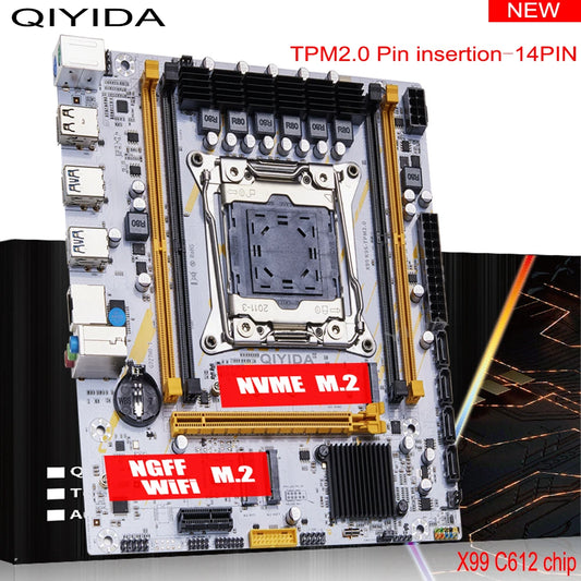 Carte mère QIYIDA X99 mATX LGA2011-3 — Xeon E5 V3/V4, DDR4 128 Go, M.2 NVMe/NGFF, SATA3, USB3.0