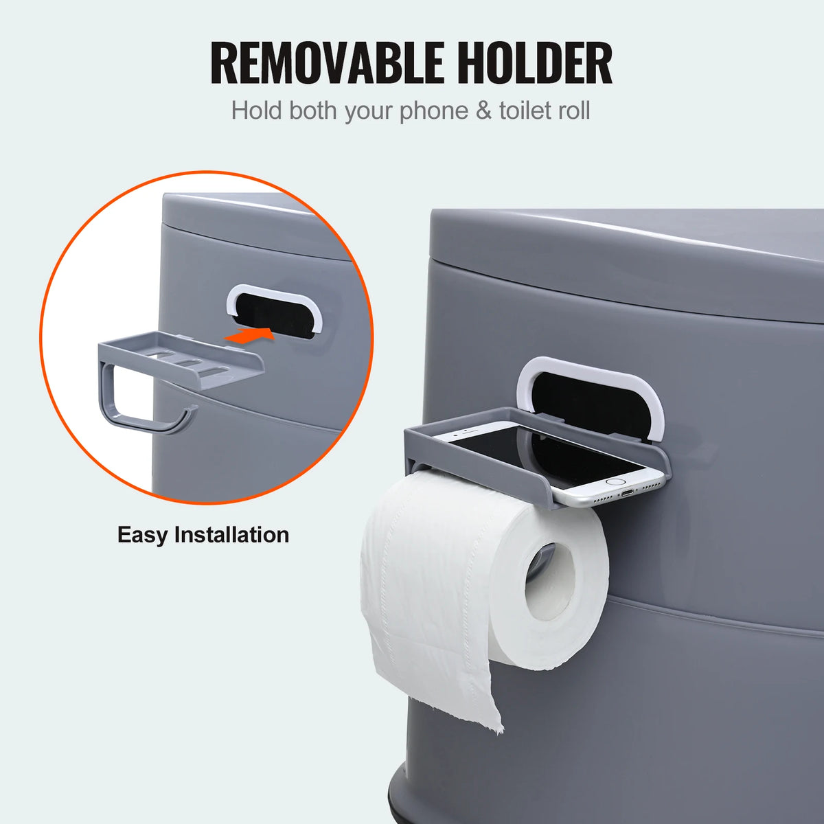 SucceBuy Toilettes portables pour camping Toilettes de voyage avec seau intérieur amovible de 1,3 gal/porte-papier amovible pour un long voyage sur route