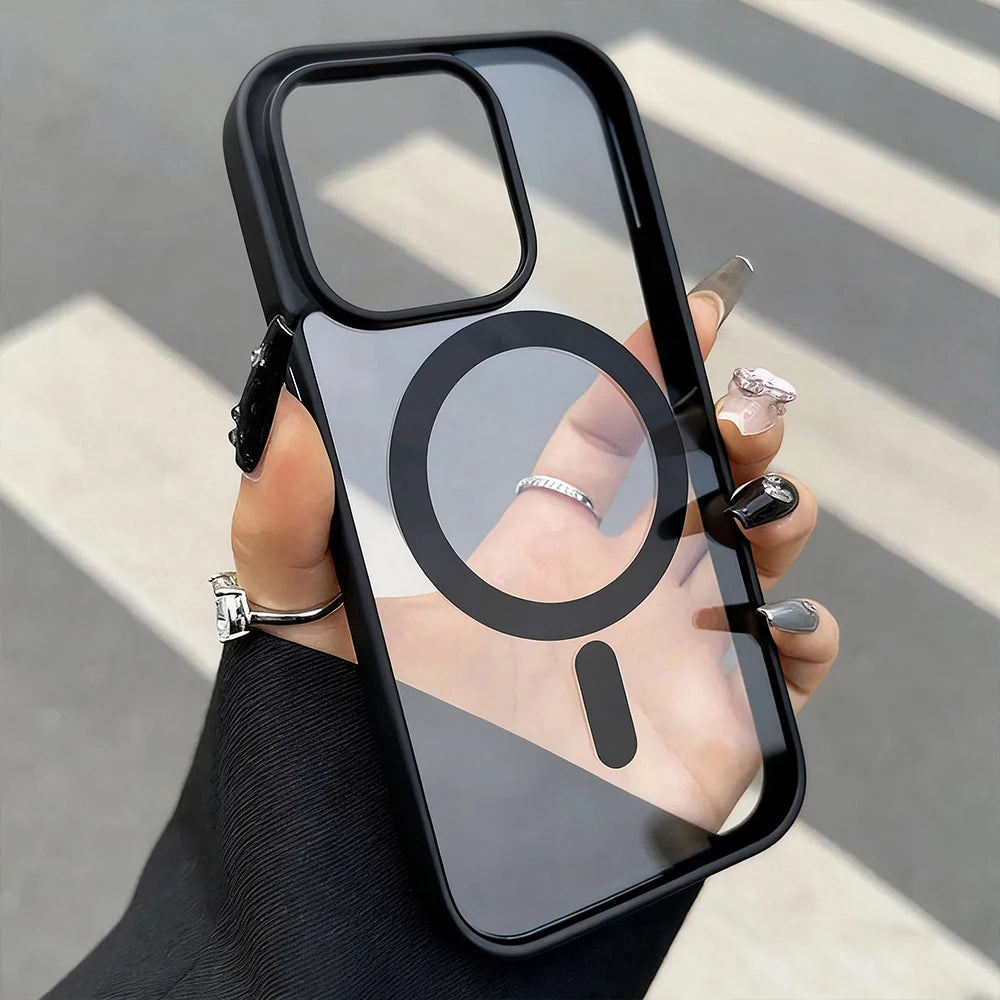 Coque de téléphone antichoc magnétique transparente — compatible smartphones, protection intégrale