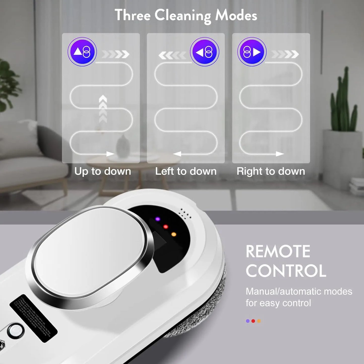 Robot nettoyeur de vitres intelligent — aspirateur, électrique, télécommande, maison