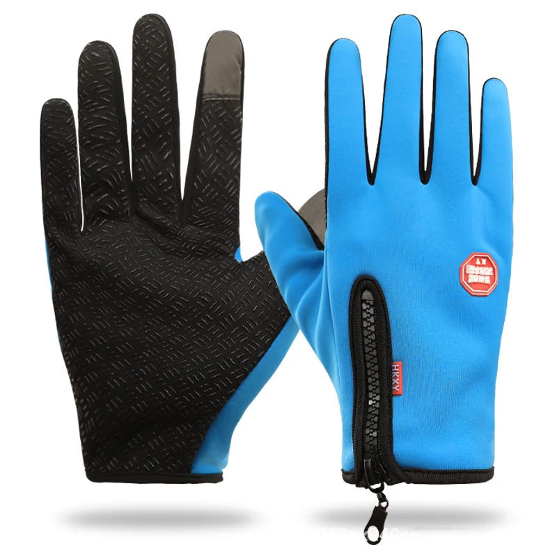 Gants de Sport chauds pour hommes et femmes, cyclisme d'hiver, écran tactile, pêche en plein air, anti-éclaboussures, ski, Snowboard, antidérapants, fermeture éclair