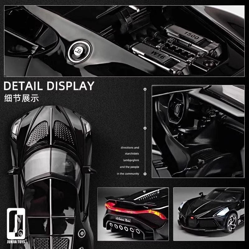 Modèle de supercar noire 1:32 en métal moulé sous pression — véhicule, collection, cadeau garçon