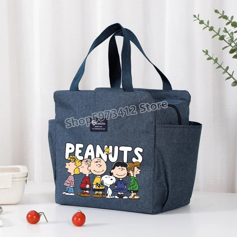 Bolsa isotérmica portátil para el almuerzo y bebidas de Snoopy, bolsa isotérmica para alimentos, caja térmica, bolsa de picnic, bolsas de transporte, bonito regalo para niños