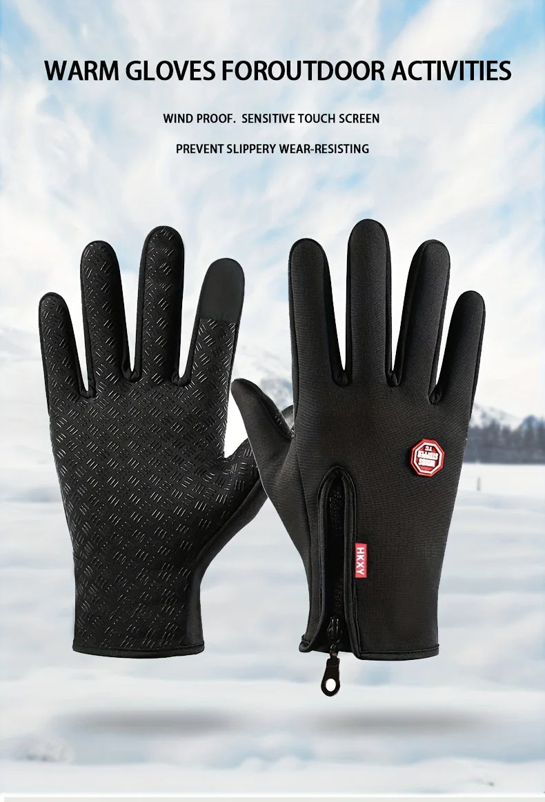 Gants d'hiver pour hommes et femmes, écran tactile, chauds, pour cyclisme en plein air, conduite, moto, gants froids, coupe-vent, antidérapants
