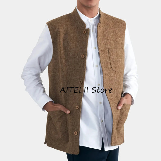 Gilet élégant à chevrons pour hommes, gilets pour hommes, gilet imbibé, olympiques de travail décontractés