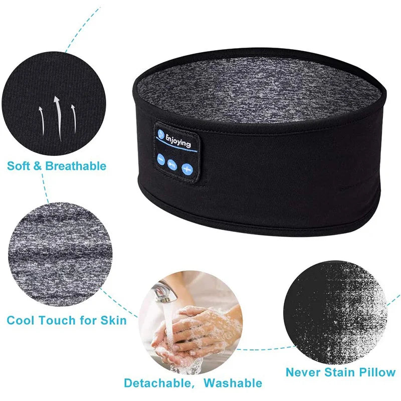 Écouteurs sans fil Bluetooth, bandeau de couchage, casque de musique, doux, élastique, confortable, bandeau de sport, casque de musique
