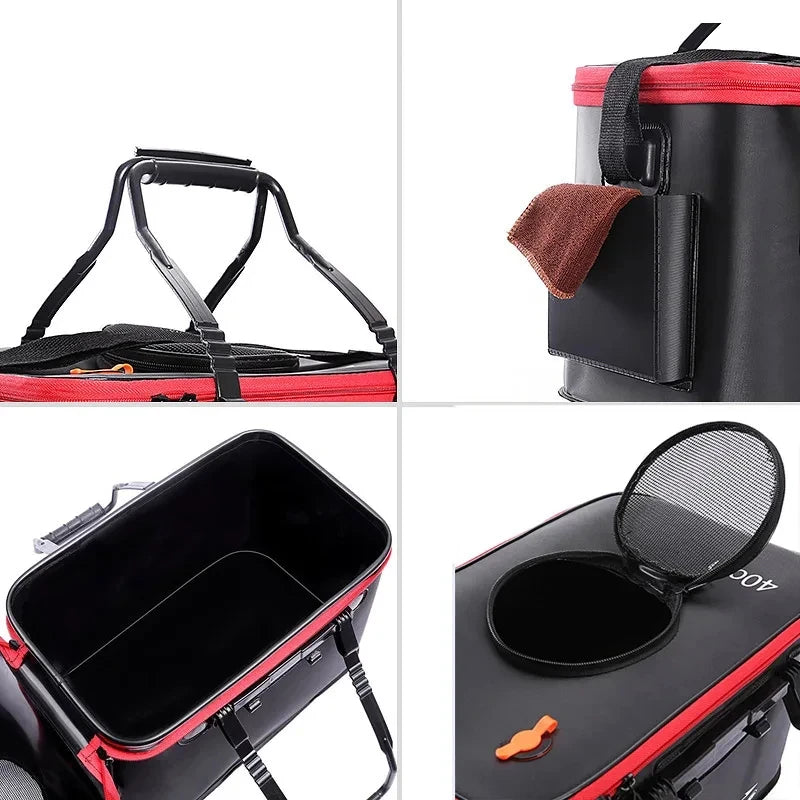 Seau de Pêche Pliant EVA — Réservoir Portable Poisson Vivant