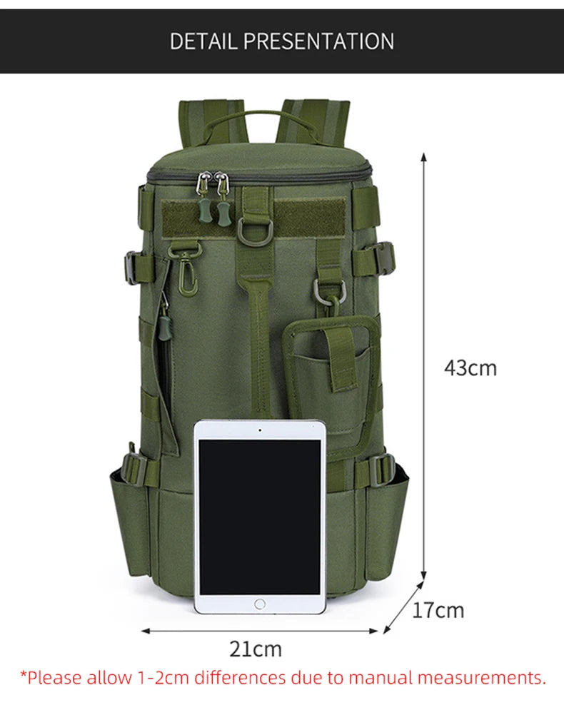 Sac à dos de pêche tactique, sac de matériel avec porte-canne, rangement d'équipement de poisson Molle Camping randonnée sac multifonctionnel en plein air