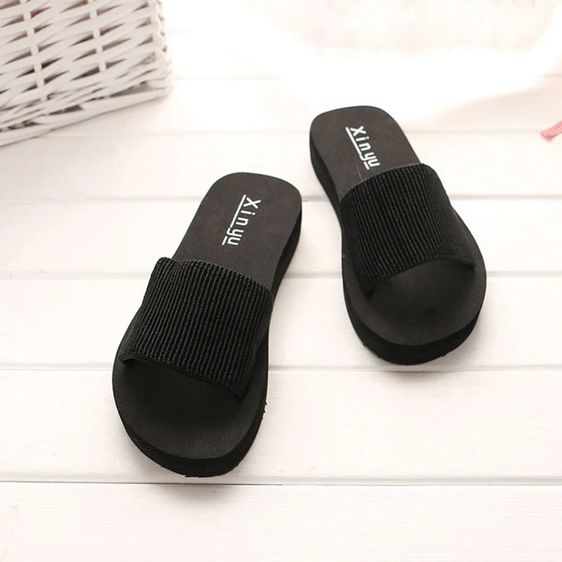 Women's Solid Summer Slippers, Flat Sandals, Outdoor Leisure Flip Flops, Travel Beach Slippers, Ladies' Slides