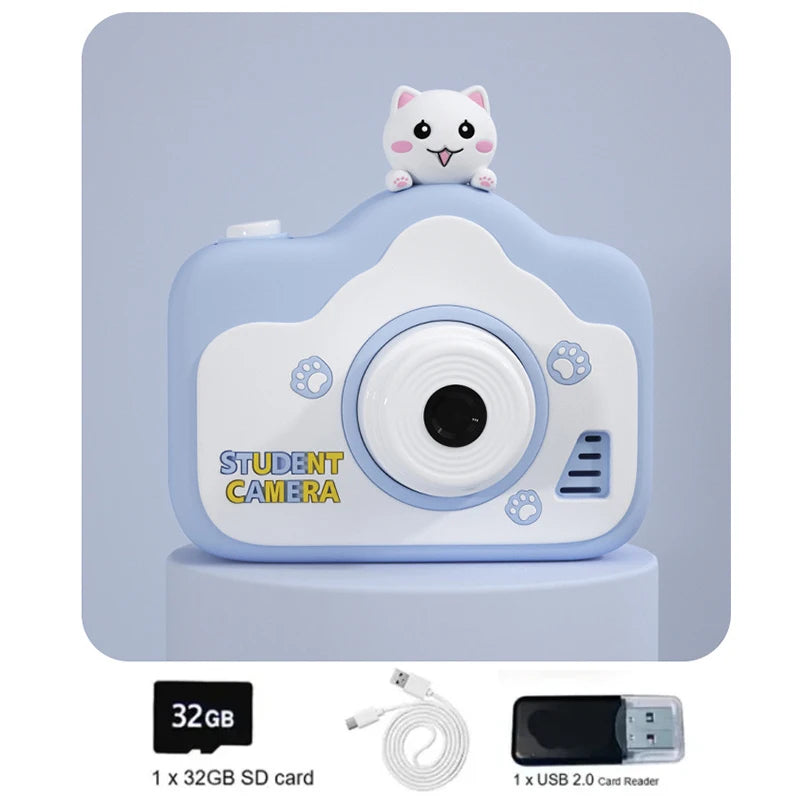 Cámara para niños súper linda, juguete educativo para niños, cámara digital de cumpleaños para bebés, cámara de video 1080P con regalo gratis para niña